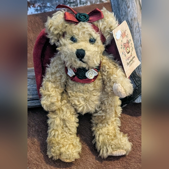 Vintage The Bearington Collection "Gabrielle" Plush Teddy W Velvet Angel Wings - Picture 5 of 9